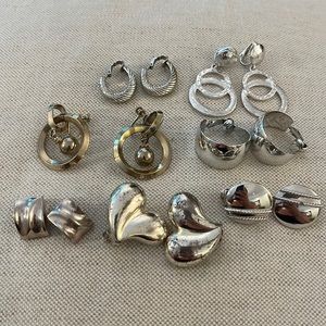 Vintage silver clip on earring bundle